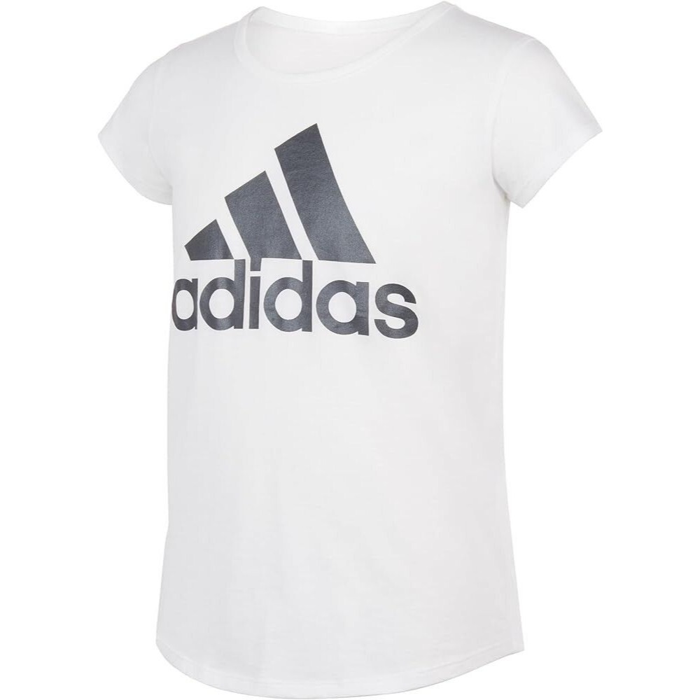 Adidas Big Girls Tee Shirt Short Sleeve Tee Classic  Cotton White Small 8